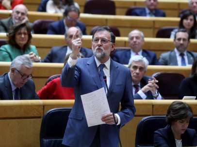 El presidente del Gobierno, Mariano Rajoy, este martes en el Senado.