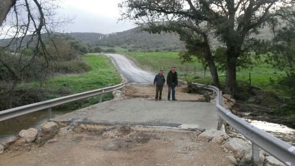 Estado de la carretera CA6018 tras el temporal Estado de la carretera CA6018 tras el temporal