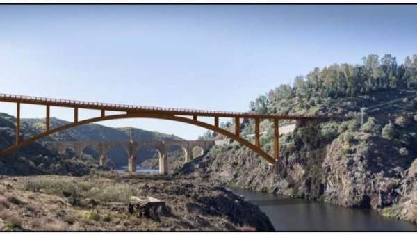 Recreación del nuevo puente de Alcántara Recreación del nuevo puente de Alcántara
