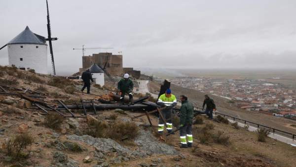 Daños causados en los molinos en Consuegra, Toledo Daños causados en los molinos en Consuegra, Toledo