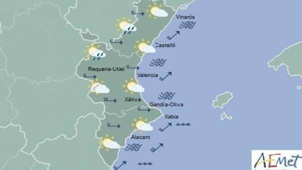 Previsión de Aemet para la Comunitat Valenciana del domingo 11 de marzo de 2018 Previsión de Aemet para la Comunitat Valenciana del domingo 11 de marzo de 2018
