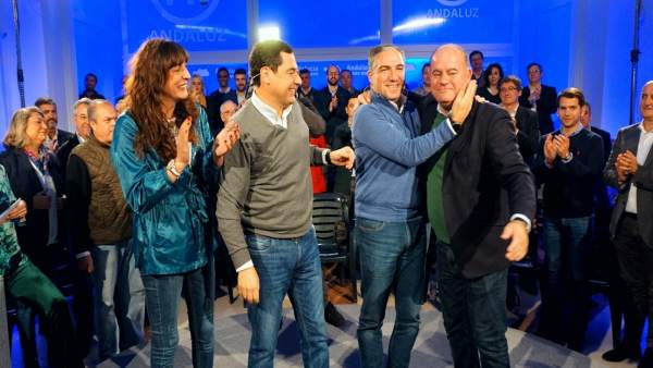 López, Bendodo, Moreno y Barón en un acto del PP en Antequera López, Bendodo, Moreno y Barón en un acto del PP en Antequera