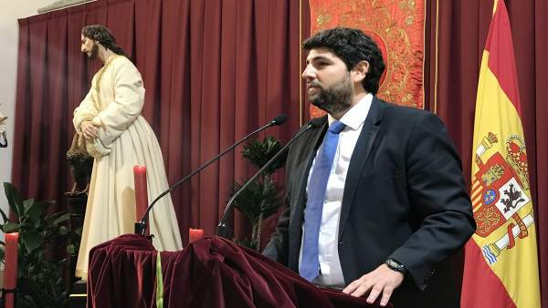 López Miras, durante la lectura del pregón en Yecla López Miras, durante la lectura del pregón en Yecla