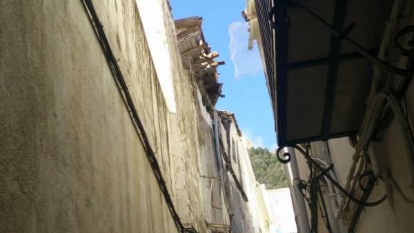 Situación del inmueble derrumbado en la calle Vicario Situación del inmueble derrumbado en la calle Vicario