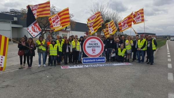 Concentración de sindicalistas ante el matadero Fortune Pig de Mollerussa Concentración de sindicalistas ante el matadero Fortune Pig de Mollerussa