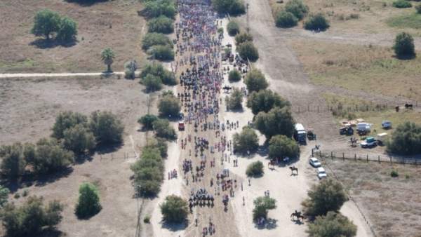 Hermandades saliendo de la aldea de El Rocío, en Almonte (Huelva). Hermandades saliendo de la aldea de El Rocío, en Almonte (Huelva).