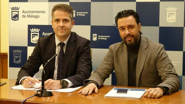 Portavoz PP Ayto Málaga Carlos Conde y edil Sostenibilidad Raúl Jiménez Portavoz PP Ayto Málaga Carlos Conde y edil Sostenibilidad Raúl Jiménez