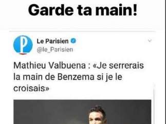 Publicación de Benzema en Instagram