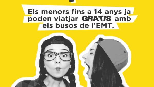 Campaña para informar de la gratuidad de la EMT para menores Campaña para informar de la gratuidad de la EMT para menores