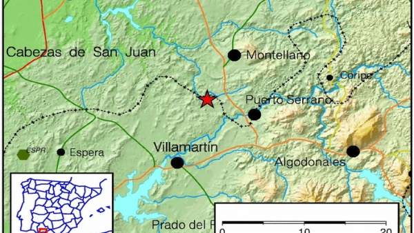 Epicentro del terremoto registrado en Puerto Serrano Epicentro del terremoto registrado en Puerto Serrano
