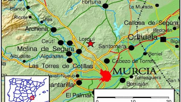 Imagen del lugar en el que ha tenido lugar el terremoto en Molina de Segura Imagen del lugar en el que ha tenido lugar el terremoto en Molina de Segura