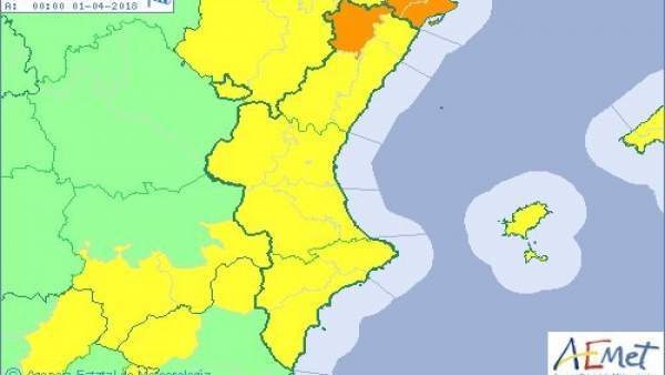 Imagen de la previsión de la Aemet pvaara la Comunitat este sábado Imagen de la previsión de la Aemet pvaara la Comunitat este sábado