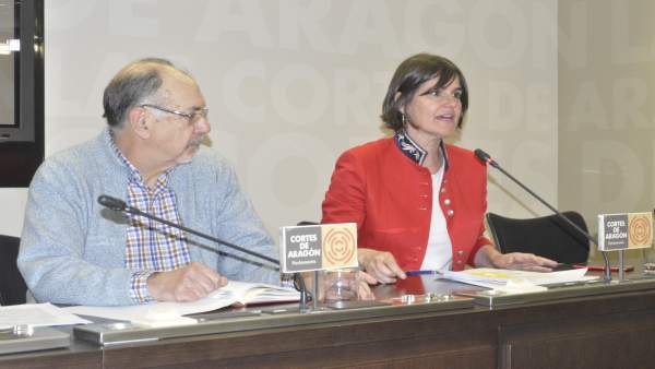 Allué y Bescós (PAR), en rueda de prensa este martes en las Cortes Allué y Bescós (PAR), en rueda de prensa este martes en las Cortes