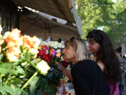 Rosas en La Rambla por Sant Jordi