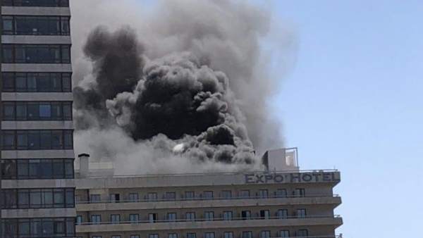 Incendio en el Hotel Expo de Barcelona. Incendio en el Hotel Expo de Barcelona.