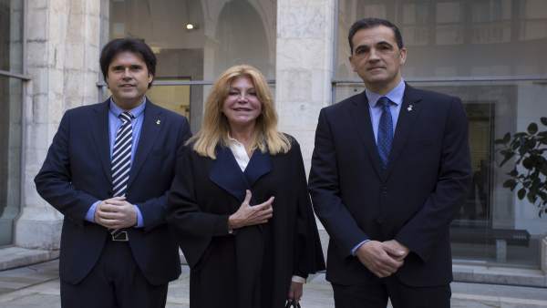 El pdte.De la Dip.De Girona, Pere Vila, la baronesa Thyssen y el alcalde C.Motas El pdte.De la Dip.De Girona, Pere Vila, la baronesa Thyssen y el alcalde C.Motas