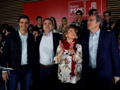 Pedro Sánchez, José Manuel Franco, Carmen Barahona y Ángel Gabilondo, este sábado en Madrid.