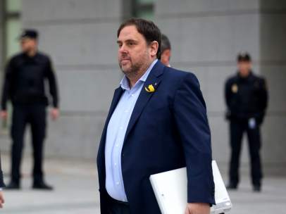 Junqueras llega a la Audiencia Nacional para declarar por rebelión.