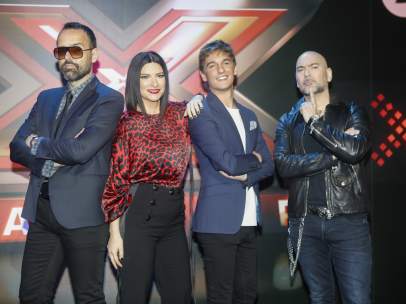 Risto Mejide, Laura Pausini, Xavi Martinez y Fernando Montesinos en la premier del programa de Telecinco 'Factor X'.