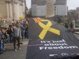 Un grupo de independentistas aprovecha el partido del Barça para pedir en Roma la libertad de sus políticos en prisión