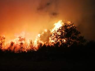 Incendio forestal en la Serra de San Mamede en octubre de 2017