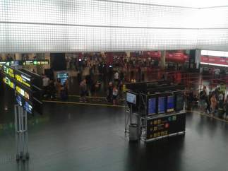 Colas en el Aeropuerto de el Prat de Barcelona.