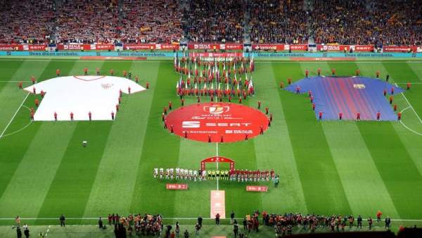 Barça y Sevilla, en la previa de la final de la Copa del Rey. Barça y Sevilla, en la previa de la final de la Copa del Rey.