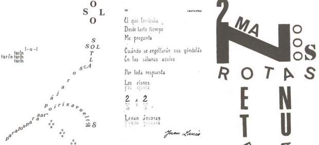 Tres poemas experimentales de Gabriel Zelaya, Juan Larrea y Francisco Aliseda