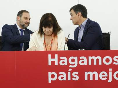 Ábalos, Narbona, Sánchez y Lastra, este martes en Ferraz.