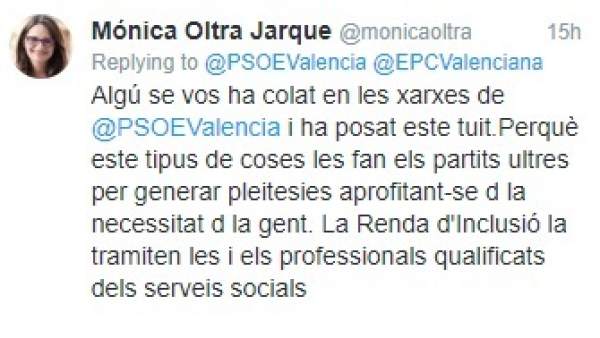 Tuit de Mónica Oltra Tuit de Mónica Oltra