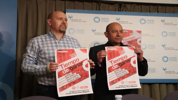 Manuel Pina y Daniel Alastuey presentan las movilizaciones del Pirmero de Mayo. Manuel Pina y Daniel Alastuey presentan las movilizaciones del Pirmero de Mayo.