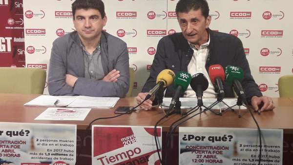 Los secretarios generales de CCOO y UGT, Sebastián Donaire y Emilio Fernández. Los secretarios generales de CCOO y UGT, Sebastián Donaire y Emilio Fernández.