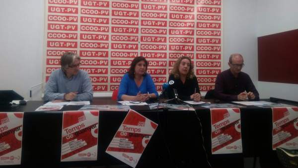 CCOO PV i UGT PV volen que l'1 de Maig siga un altre 8 de Març i marque "un nou temps de guanyar" drets perduts CCOO PV i UGT PV volen que l'1 de Maig siga un altre 8 de Març i marque "un nou temps de guanyar" drets perduts