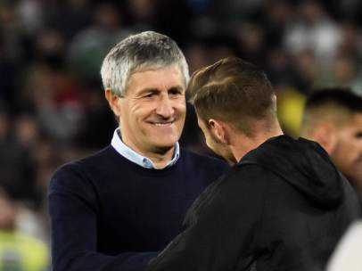 Quique Setién, junto a Joaquín