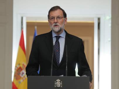 Mariano Rajoy, presidente del Gobierno, durante su declaración institucional.