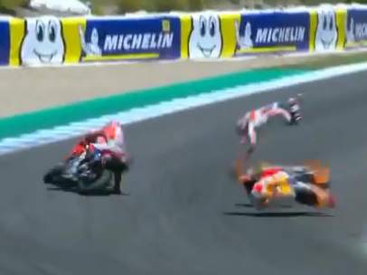 Accidente de Pedrosa, Lorenzo y Dovizioso