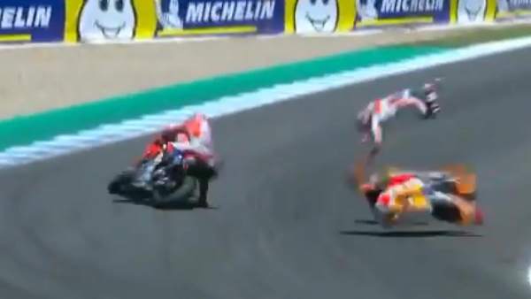 Accidente de Pedrosa, Lorenzo y Dovizioso Accidente de Pedrosa, Lorenzo y Dovizioso