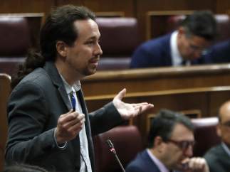 Pablo Iglesias, durante su intervención en el Congreso