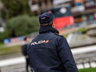 Un agente de la Policía Nacional de espaldas.