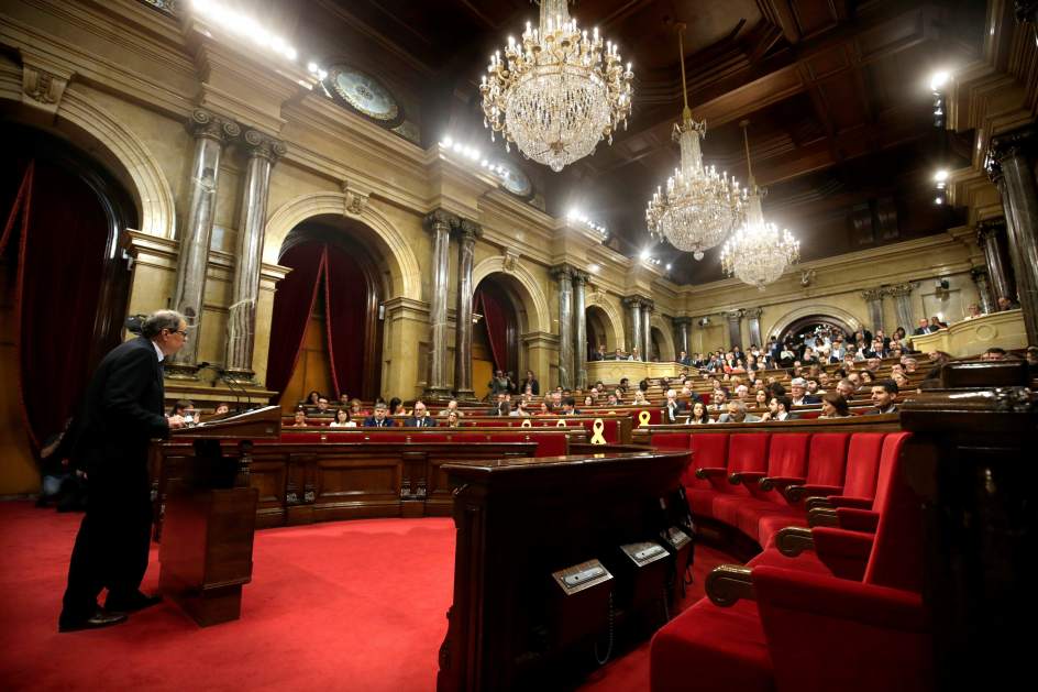 Torra pronuncia su discurso en el Parlament como candidato a la investidura.