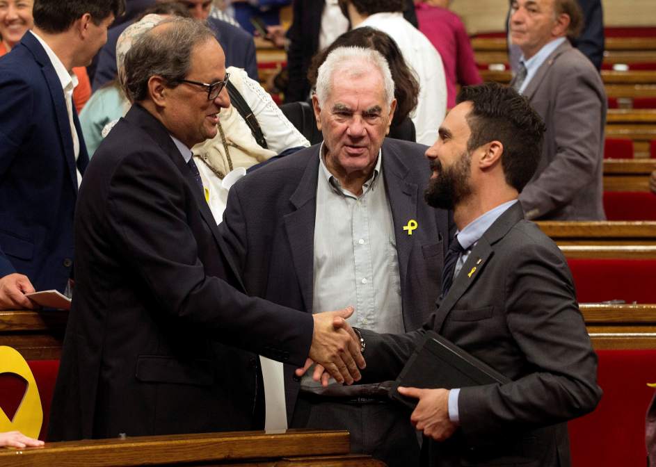 Torra, Maragall y Torrent este sábado en el Parlament.