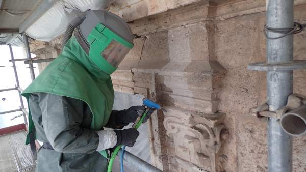 Trabajos de restauración de la fachada del Museo de Teruel. Trabajos de restauración de la fachada del Museo de Teruel.
