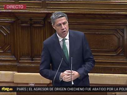 El candidato del PP catalán, Xavier García Albiol, en el Parlament.