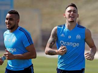 Payet y Ocampos, en un entrenamiento con el Olympique de Marsella.