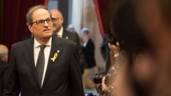 Quim Torra en la segunda sesión del pleno de investidura. Quim Torra en la segunda sesión del pleno de investidura.