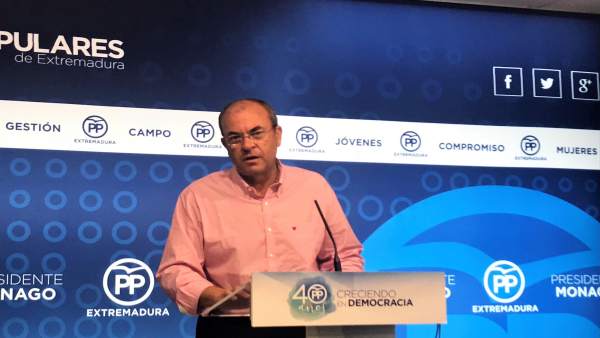 El presidente del PP de Extremadura, José Antonio Monago El presidente del PP de Extremadura, José Antonio Monago
