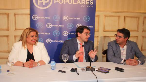 Soria.- Yolanda de Gregorio, Alfonso Fernández Mañueco y Jesús Ángel Peregrina Soria.- Yolanda de Gregorio, Alfonso Fernández Mañueco y Jesús Ángel Peregrina