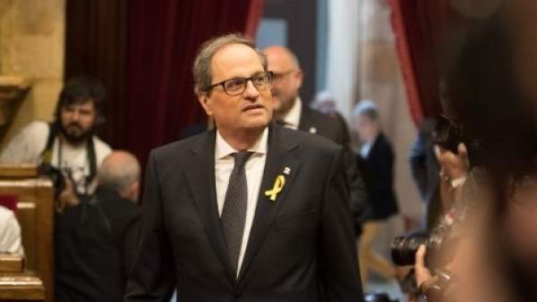 Quim Torra en la segunda sesión del pleno de investidura. Quim Torra en la segunda sesión del pleno de investidura.