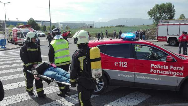 Simulacro de accidente en el aeropuerto de Pamplona. Simulacro de accidente en el aeropuerto de Pamplona.