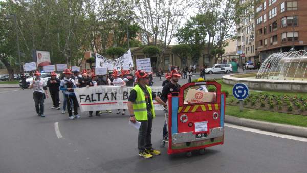 Imagen de la protesta de los Bomberos de Logroño Imagen de la protesta de los Bomberos de Logroño